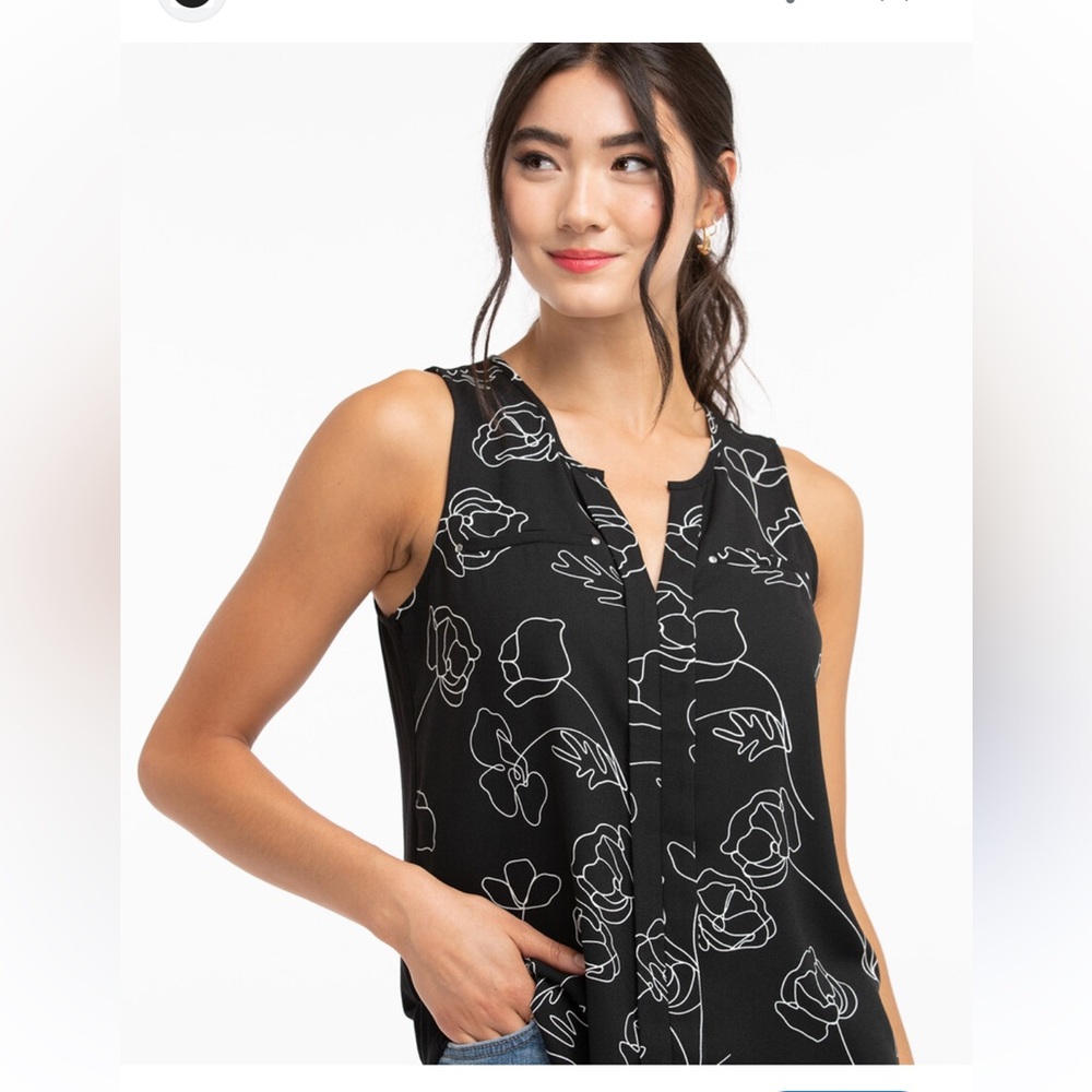 Sm Mixed Media Henley Sleeveless Top